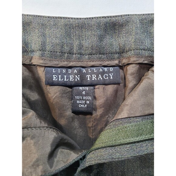 Linda Allard Ellen Tracy Wool Pencil Skirt Green Petite Size 4P Career - Picture 8 of 8